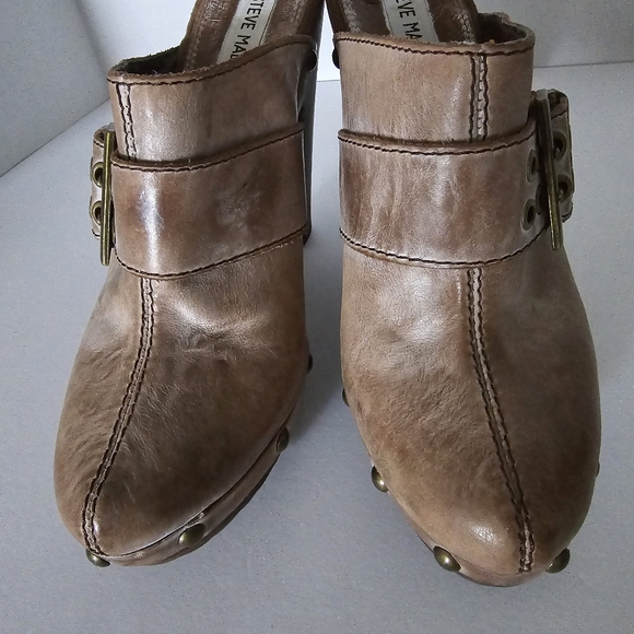 Steve Madden Dakkota Leather Platform Side Buckle Clogs Size 9.5 - Picture 5 of 10